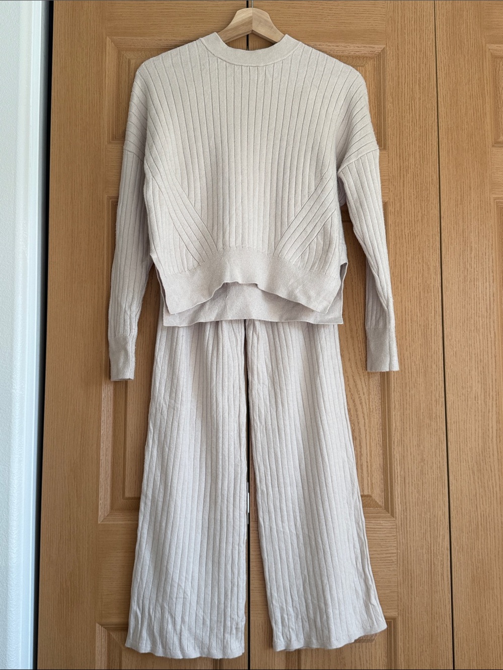 Abercrombie & Fitch women’s tan ribbed soft AF collection lounge set XS